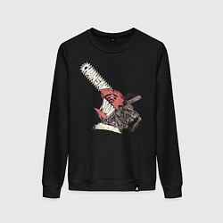 Свитшот хлопковый женский Человек-бензопила голова, цвет: черный