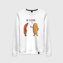 Свитшот хлопковый женский Я Веган, цвет: белый