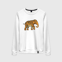 Свитшот хлопковый женский Тигровый слон, цвет: белый