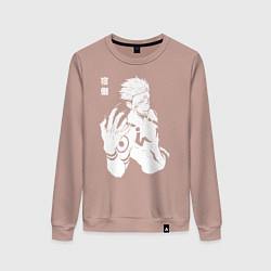 Свитшот хлопковый женский Рёмен Сукуна Магическая битва, цвет: пыльно-розовый