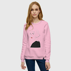Свитшот хлопковый женский Амели в чёрной кофте, цвет: светло-розовый — фото 2