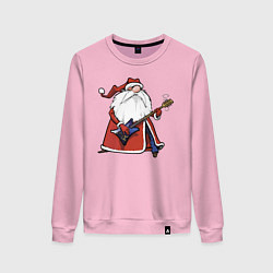 Свитшот хлопковый женский Дед Мороз гитарист, цвет: светло-розовый