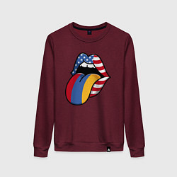 Свитшот хлопковый женский Армения - США, цвет: меланж-бордовый