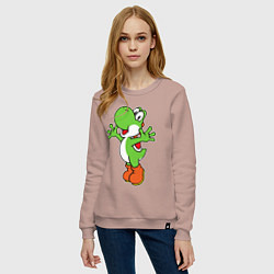 Свитшот хлопковый женский Yoshi, цвет: пыльно-розовый — фото 2
