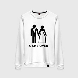 Свитшот хлопковый женский GAME OVER МОЛОДОЖЕНЫ, цвет: белый