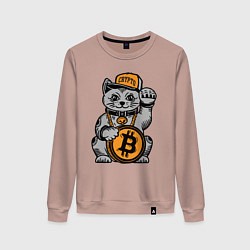 Свитшот хлопковый женский Крипто-кот, цвет: пыльно-розовый