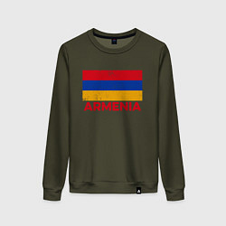 Свитшот хлопковый женский Armenia Flag, цвет: хаки