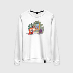 Свитшот хлопковый женский Коронавирус COVID, цвет: белый