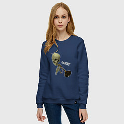 Свитшот хлопковый женский Дудец Trumpet Skull, цвет: тёмно-синий — фото 2