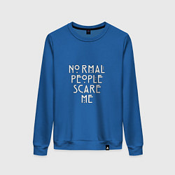 Свитшот хлопковый женский Normal people scare me аиу, цвет: синий