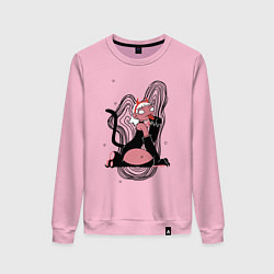 Свитшот хлопковый женский Halloween devil kitty girl 2021, цвет: светло-розовый