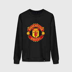 Свитшот хлопковый женский Манчестер Юнайтед логотип, цвет: черный