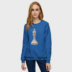 Свитшот хлопковый женский Шахматная фигура Белый король, цвет: синий — фото 2