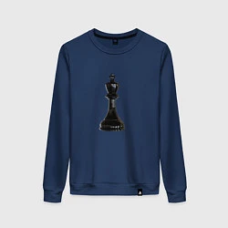 Свитшот хлопковый женский Шахматная фигура Чёрный король, цвет: тёмно-синий