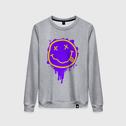Свитшот хлопковый женский НИРВАНА СМАЙЛ НЕОН, цвет: меланж