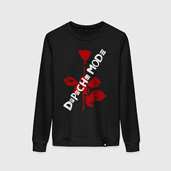 Свитшот хлопковый женский Depeche Mode красная роза, цвет: черный