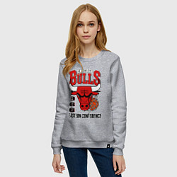 Свитшот хлопковый женский Chicago Bulls NBA, цвет: меланж — фото 2
