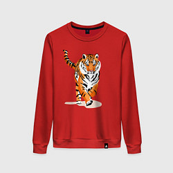 Свитшот хлопковый женский Властный хозяин джунглей, цвет: красный