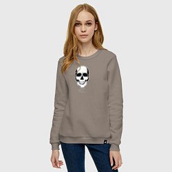 Свитшот хлопковый женский Smiling Skull, цвет: утренний латте — фото 2