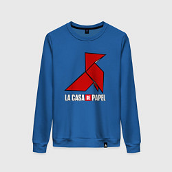 Свитшот хлопковый женский БУМАЖНЫЙ ДОМ ОРИГАМИ ORIGAMI, цвет: синий