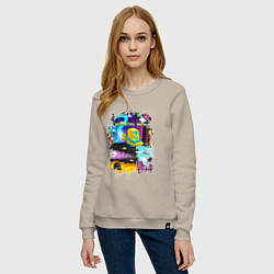Свитшот хлопковый женский Geometry Dash: Pixel Logo, цвет: миндальный — фото 2