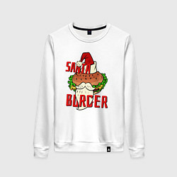 Свитшот хлопковый женский Santa Burger, цвет: белый
