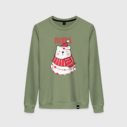 Свитшот хлопковый женский Family Mama Bear, цвет: авокадо