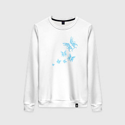 Свитшот хлопковый женский Неоновые бабочки Cotton Theme, цвет: белый