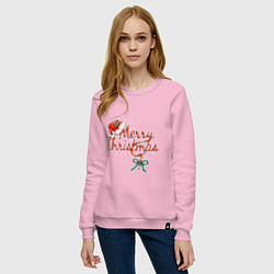 Свитшот хлопковый женский Merry Christmas 2022, цвет: светло-розовый — фото 2