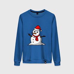 Свитшот хлопковый женский Двухсторонний снеговик, цвет: синий