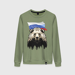 Свитшот хлопковый женский Русский спокойный хозяин леса, цвет: авокадо