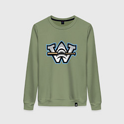 Свитшот хлопковый женский Wilmington sharks - baseball team, цвет: авокадо