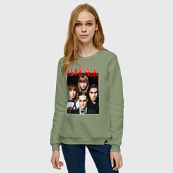 Свитшот хлопковый женский MANESKIN POSTER СОСТАВ, цвет: авокадо — фото 2