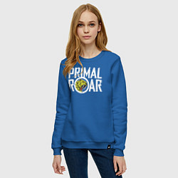 Свитшот хлопковый женский PRIMAL ROAR logo, цвет: синий — фото 2