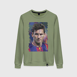 Свитшот хлопковый женский Lionel Messi - striker, Barcelona, цвет: авокадо
