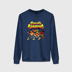 Свитшот хлопковый женский Subway Surfers персонажи, цвет: тёмно-синий