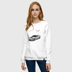 Свитшот хлопковый женский Chevrolet Corvette - Racing team, цвет: белый — фото 2