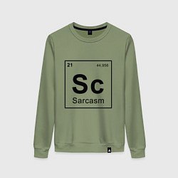 Свитшот хлопковый женский САРКАЗМ - SARCASM, Sc Таблица Менделеева, цвет: авокадо