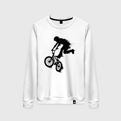 Свитшот хлопковый женский ВЕЛОСПОРТ BMX Racing ВЕЛОСИПЕДИСТ, цвет: белый