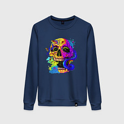 Свитшот хлопковый женский Art skull!, цвет: тёмно-синий