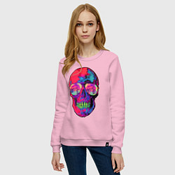 Свитшот хлопковый женский Skull & bicycle, цвет: светло-розовый — фото 2
