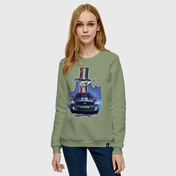 Свитшот хлопковый женский Mustang - лучший среди равных!, цвет: авокадо — фото 2