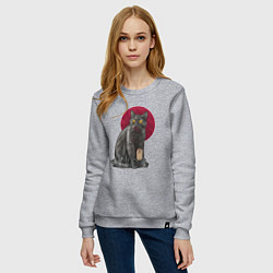 Свитшот хлопковый женский Кот программист и мышка, цвет: меланж — фото 2