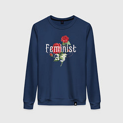 Свитшот хлопковый женский Feminist AF, цвет: тёмно-синий