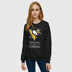 Свитшот хлопковый женский Penguins are coming, Pittsburgh Penguins, Питтсбур, цвет: черный — фото 2