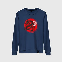 Свитшот хлопковый женский Ниндзя дракон Япония, цвет: тёмно-синий