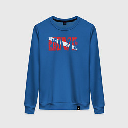 Свитшот хлопковый женский DIVE лого с аквалангистами, цвет: синий