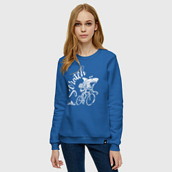 Свитшот хлопковый женский Scratch - трековые велогонки, цвет: синий — фото 2