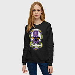 Свитшот хлопковый женский Cool art skull, цвет: черный — фото 2