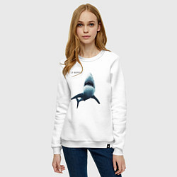 Свитшот хлопковый женский Акула - топ менеджер, цвет: белый — фото 2